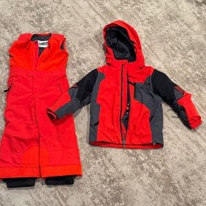 Sz 4 Spyder Red and Black ski suit incl ski bibs and ski jacket